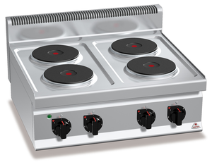 Kuchnia elektryczna 4-płytowa, płyty okrągłe, nastawna, 10,4 kW, 800x700x290 mm | BERTO'S, Macros 700, High Power, E7P4B