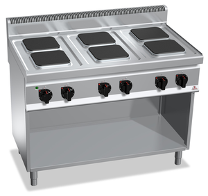 Kuchnia elektryczna 6-płytowa, płyty kwadratowe, wolnostojąca, 15,6 kW, 1200x700x900 mm | BERTO'S, Macros 700, High Power, E7PQ6M