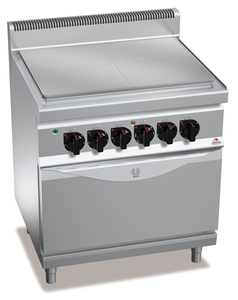 Kuchnia płytowa elektryczna z 4 polami grzewczymi z piekarnikiem elektrycznym statycznym GN 2/1, 16,5 kW, 800x700x900 mm | BERTO'S, Macros 700, High Power, E7TP+FE