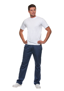 Spodnie męskie, rozmiar L, granatowe w paski | KARLOWSKY, Carlo