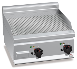 Płyta grillowa, elektryczna, ze stali nierdzewnej, ryflowana, nastawna, 8 kW, 600x600x290 mm | BERTO'S, Plus 600, Powered Multipan, E6FR6BP-2