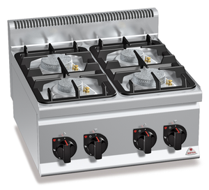 Kuchnia gazowa 4-palnikowa, nastawna, 19 kW, 600x600x290 mm | BERTO'S, Plus 600, Eco Power, G6F4BPW