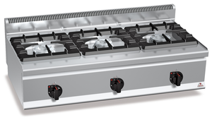 Kuchnia gazowa 3-palnikowa, nastawna, 31 kW, 1200x600x290 mm | BERTO'S, Plus 600, High Power, G6F3BH12