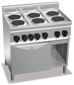 Kuchnia elektryczna 6-płytowa z piekarnikiem elektrycznym z termoobiegiem GN 1/1, 15 kW, 900x600x900 mm | BERTO'S, Plus 600, Classic, E6P6+FE1