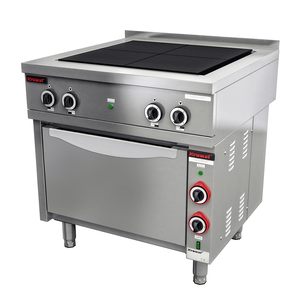 Kuchnia elektryczna 4-płytowa z piekarnikiem elektrycznym statycznym GN 1/1, płyty kwadratowe, 19,5 kW, 800x750x900 mm | KROMET, 000.KEZ-4u/PE-1