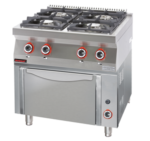 Kuchnia gazowa 4-palnikowa z piekarnikiem gazowym GN 1/1, 28,5 kW, 800x700x900 mm | KROMET, 700.KG-4/PG-1