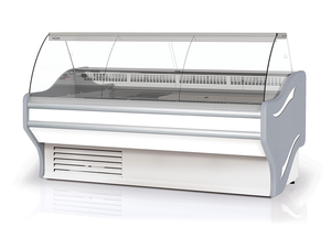 Lada chłodnicza z szybą giętą, blatem ze stali nierdzewnej (płótno), 1800x1070x1220 mm | RAPA, L-E1 180/107