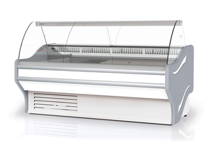 Lada chłodnicza z szybą giętą, blatem ze stali nierdzewnej (szlif), 1380x1070x1220 mm | RAPA, L-E 138/107