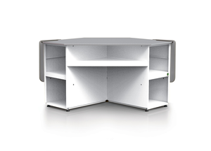 Przystawka kasowa narożna wewnętrzna z blatem ze stali nierdzewnej (szlif), 1090x1090 mm | RAPA, P-A1 NW/82