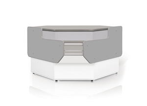 Przystawka kasowa narożna wewnętrzna z blatem z płyty laminowanej, 1300x1300 mm | RAPA, P-B NW/107