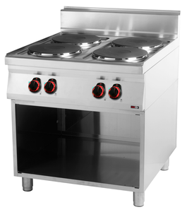 Kuchnia elektryczna 4-płytowa, płyty okrągłe, wolnostojąca, 14 kW, 800x900x900 mm, 400V,  inox | REDFOX, Linia 900, SP90/80E