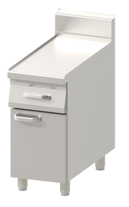 Blat roboczy z szufladą wolnostojący z drzwiami, 400x900x900 mm, inox | REDFOX, Linia 900, PP90/40D