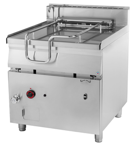 Patelnia gazowa przechylna z misą ze stali nierdzewnej, elektryczny przechył misy, 22 kW, 80 l, 800x900x900 mm, inox | REDFOX, Linia 900, BRM90/80G/N