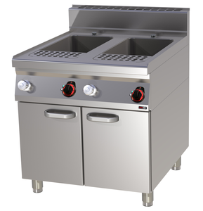 Urządzenie do gotowania makaronu i pierogów elektryczne, wolnostojące, dwukomorowe 2x 40 l, 24 kW, 800x900x900 mm, 400 V, inox | REDFOX, Linia 900, VT90/80E