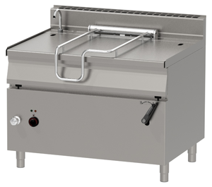 Patelnia elektryczna przechylna z misą ze stali nierdzewnej, 18 kW, 120 l, 1200x900x900 mm, inox | REDFOX, Linia 900, BR90/120E/N