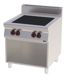 Kuchnia elektryczna 4-płytowa, płyty kwadratowe, wolnostojąca, 12 kW, 800x900x900 mm, 400 V, inox | REDFOX, Linia 900, SPL90/80E