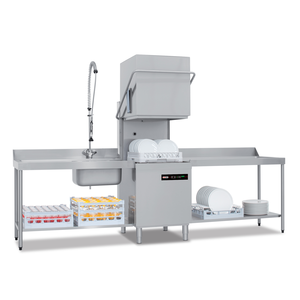 Zmywarka kapturowa, z elektronicznym sterowaniem, z dozownikiem środka myjącego i płuczącego, kosz 500x500 mm, 8,5 kW, 724x818x1599-2040 mm | REDFOX, QQI102