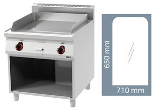 Płyta grillowa elektryczna, ze stali nierdzewnej, gładka, wolnostojąca, 12 kW, 800x900x900 mm, inox | REDFOX, Linia 900, FTH90/80E