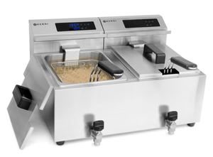 Frytownica elektryczna dwukomorowa 2x 8 l z kranem spustowym i panelem cyfrowym, nastolna, 7 kW, 605x515x345 mm | HENDI, Mastercook
