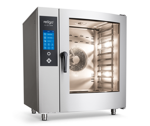 Piec konwekcyjno-parowy natryskowy, gazowy, 10x GN 1/1 + 1x GN 1/1, z dotykowym panelem sterowania, 23,3 kW, 933x867x1080 mm | RETIGO, Blue 1011 ig