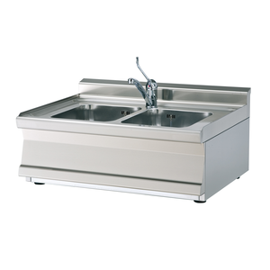 Podwójny zlew z baterią, 800x600x280 mm | RMGASTRO, LAT-68