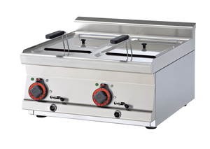 Frytownica elektryczna dwukomorowa 2x 10 l z kranem spustowym, nastawna, 14,3 kW, 400 V, 600x600x280 mm | RMGASTRO, F2/10T-66 ET