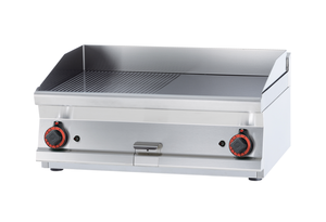 Płyta grillowa gazowa, ze stali nierdzewnej, gładka, chromowana, 12 kW, 800x600x280 mm, inox | RMGASTRO, FTLT-68 GS