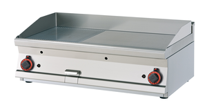 Płyta grillowa gazowa, ze stali nierdzewnej, 3/5 gładka, 2/5 ryflowana, chromowana, 15 kW, 1000x600x280 mm, inox | RMGASTRO, FTLRT-610 GS