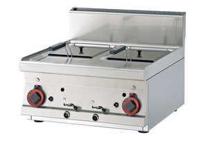Frytownica gazowa dwukomorowa 2x 8 l z kranem spustowym, nastawna, 12 kW, 600x600x280 mm | RMGASTRO, F2/8T-66 G
