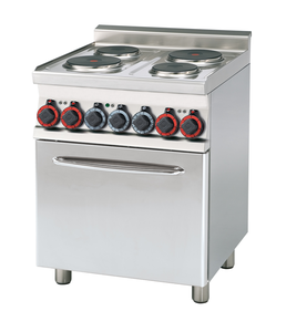 Kuchnia elektryczna 4-palnikowa z piekarnikiem konwekcyjnym GN 1/1 z funkcją grilla, 9,05 kW, 600x600x900 mm, 400 V, inox | RMGASTRO, CF6-610 ET