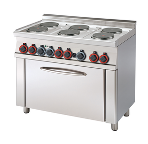 Kuchnia elektryczna 6-palnikowa z piekarnkiem statycznym GN 1/1, 11,62 kW, 1000x600x900 mm, 400 V, inox | RMGASTRO, CF6-610 ET