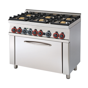Kuchnia gazowa 6-palnikowa z piekarnikiem, 31 kW, 1000x600x900 mm, inox | RMGASTRO, CF6-610 G