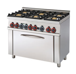 Kuchnia gazowa 6-palnikowa z piekarnikiem elektrycznym, GN 1/1, 29.62 kW, 800x600x900 mm, inox | RMGASTRO, CF6-610 GEM