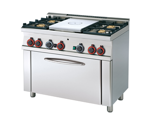 Kuchnia żeliwna 5-palnikowa, 27,515 kW, 1000x600x900 mm, 230 V, inox | RMGASTRO, TPF4-610 G