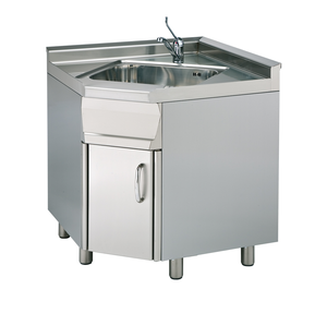Moduł rogowy ze zlewem, 800x800x600x900 mm, inox | RMGASTRO, LAA-68
