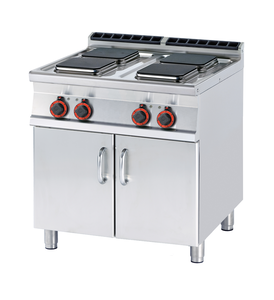 Kuchnia elektryczna 4-palnikowa z szafką, 10,4 kW, 800x700x900 mm, 400 V, inox | RMGASTRO, PCQ-78 ET