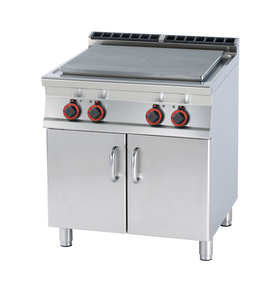 Kuchnia elektryczna żeliwna 4-polowa z szafką, 10 kW, 800x700x900 mm, 400 V, inox | RMGASTRO, TP-78 ET