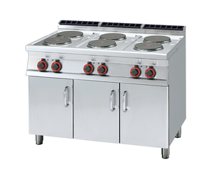 Kuchnia elektryczna 6-palnikowa z szafką, 15,6 kW, 1200x700x900 mm, 400 V, inox | RMGASTRO, PC-712 ET