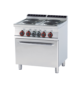 Kuchnia elektryczna 4-palnikowa z piekarnikiem elektrycznym GN 2/1, 15,4 kW, 800x700x900 mm, 400 V, inox | RMGASTRO, CF4-78 ET