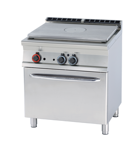 Kuchnia gazowa żeliwna 1-płytowa z piekarnikiem elektrycznym GN 2/1, 17 kW, 800x700x900 mm, 400 V, inox | RMGASTRO, TPF-78 GE