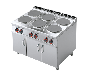 Kuchnia elektryczna 6-palnikowa z szafką, 21 kW, 1200x900x900 mm, 400 V, inox | RMGASTRO, PC-912 ET