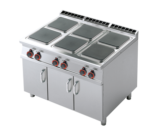 Kuchnia elektryczna 6-płytowa z szafką, 24 kW, 1200x900x900 mm, 400 V, inox | RMGASTRO, PCQ-912 ET