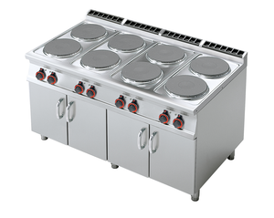 Kuchnia elektryczna 8-palnikowa z szafką, 28 kW, 1600x900x900 mm, 400 V, inox | RMGASTRO, PC-916 ET