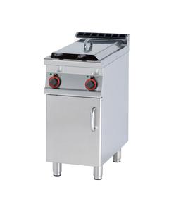 Frytownica elektryczna dwukomorowa 2x 8l z kranem spustowym, wolnostojąca z drzwiami, 12 kW, 400 V, 400x900x900 mm | RMGASTRO, F2/8-94 ET