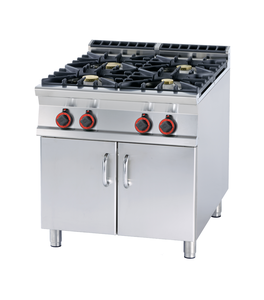 Kuchnia gazowa 4-palnikowa z szafką, 28 kW, 800x900x900 mm, inox | RMGASTRO, PC-98 G