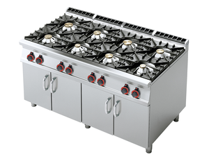 Kuchnia gazowa 8-palnikowa z szafką, 56 kW, 1600x900x900 mm, inox | RMGASTRO, PC-916 G