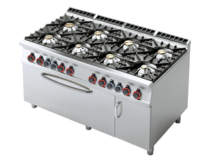 Kuchnia gazowa 8-palnikowa z piekarnikiem elektrycznym, 65.2 kW, 1600x900x900 mm, 400 V,  inox | RMGASTRO, CF8-916 GEV
