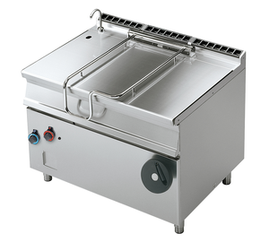 Patelnia uchylna gazowa, uchylanie ręczne mechniczne, 30 kW, 120 l, 1200x900x900 mm, inox | RMGASTRO, BR120-912 G