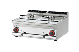 Frytownica elektryczna dwukomorowa 2x 13 l z kranem spustowym, nastawna, 23,9 kW, 400 V, 800x700x280 mm | RMGASTRO, F2/13T-78 ET