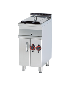 Frytownica gazowa dwukomorowa 2x 8 l z kranem spustowym, wolnostojąca z drzwiami, 10 kW, 400x700x900 mm | RMGASTRO, F2/8- 74 G